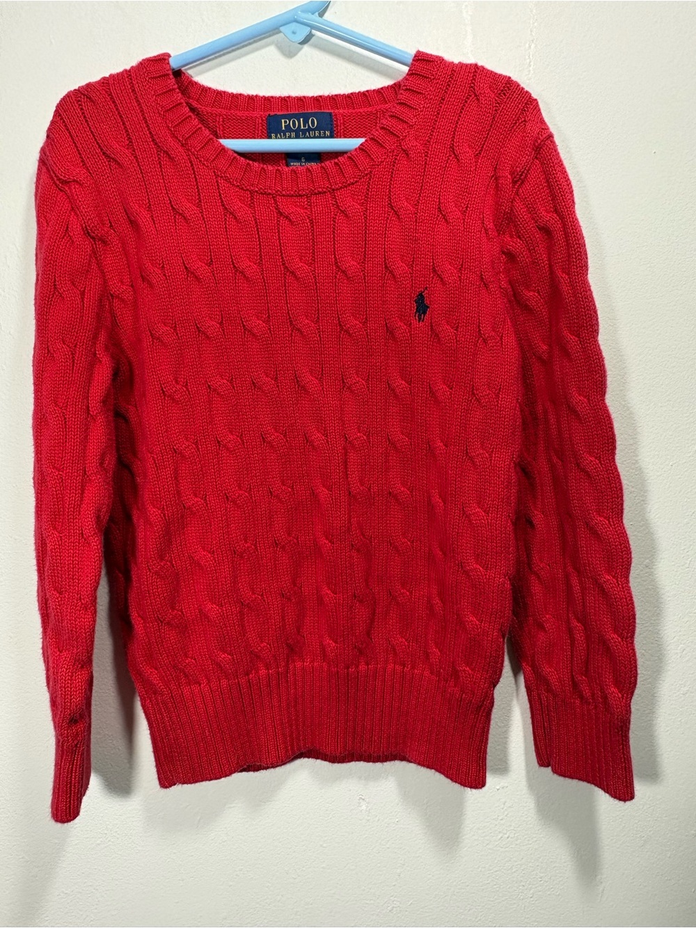 Polo by Ralph Lauren Boy’s Red Cable-Knit Sweater Sz 6